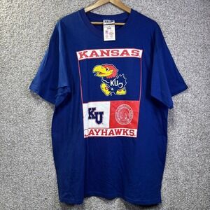 NWT Vintage 90s Kansas Jayhawks Shirt Mens XL Blue NCAA Basketball Team Edition